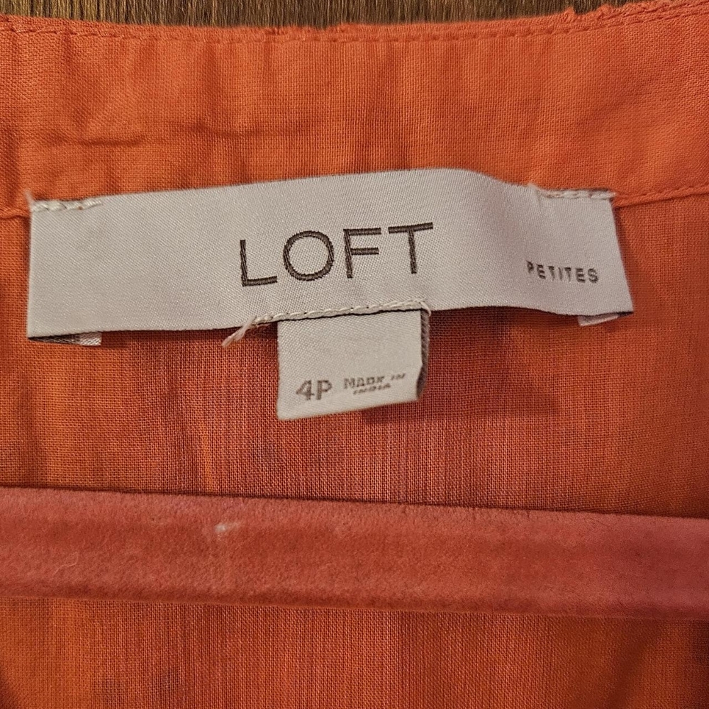 Loft petites size 4 coral color eyelet lace tank sleeve dress - Picture 5 of 5